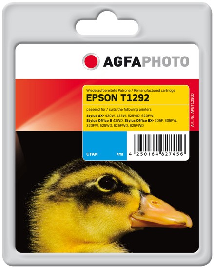 AGFAPHOTO Tintenpatrone kompatibel zu Epson T1292-C13T12924011 Cyan