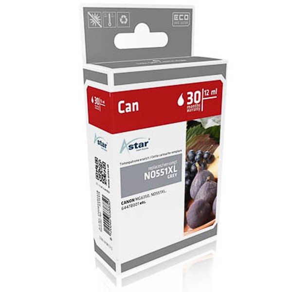 ASTAR Tintenpatrone kompatibel zu Canon CLI-551XL 6447B001 Grau