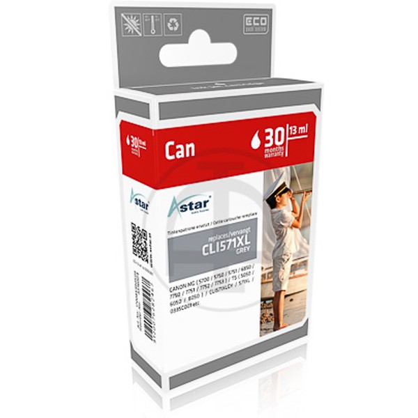 ASTAR Tintenpatrone kompatibel zu Canon CLI-571XL 0335C001 Grau