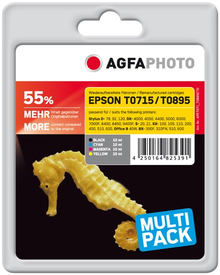 Multipack! AGFAPHOTO Tintenpatronen kompatibel zu Epson T0715 / T0895 C13T07154012 (4)