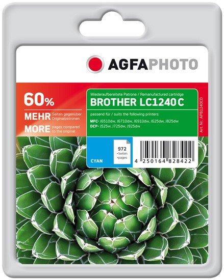 AGFAPHOTO Tintenpatrone kompatibel zu Brother LC1240 Cyan