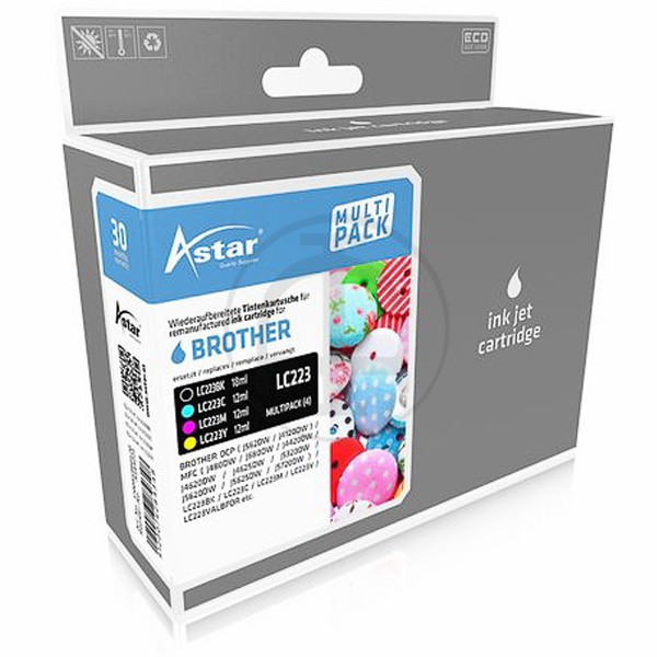 Sparpack! ASTAR Tintenpatronen kompatibel zu Brother LC223VALBPDR LC223 (4)