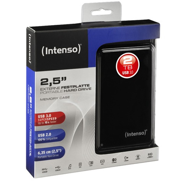 Externe Festplatte, Intenso Portable Hard Drive, 2.5 HDD Drive, 2TB, USB 3.0 black