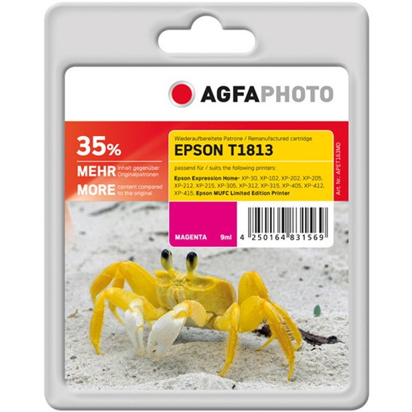 AGFAPHOTO Tintenpatrone Kompatibel zu Epson 18XL-T1813- C13T18134012 Magenta