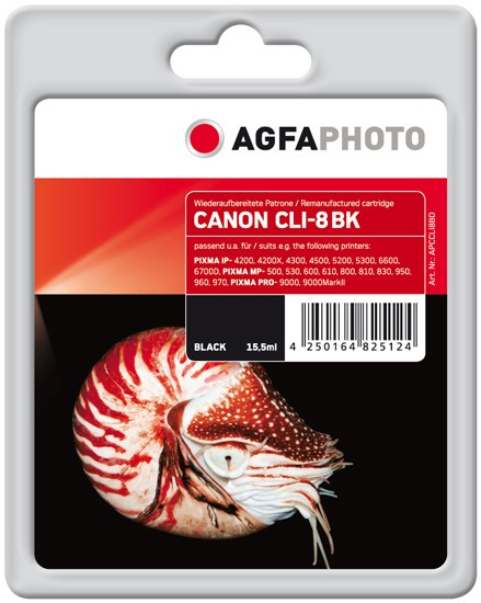 AGFAPHOTO Tintenpatrone kompatibel zu Canon CLI-8 Black