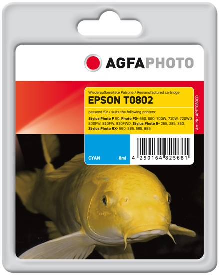 AGFAPHOTO Tintenpatrone kompatibel zu Epson T0802-C13T08024011 Cyan