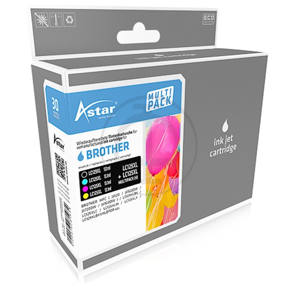 Multipack! ASTAR Tintenpatronen kompatibel zu Brother LC129XL LC125XL