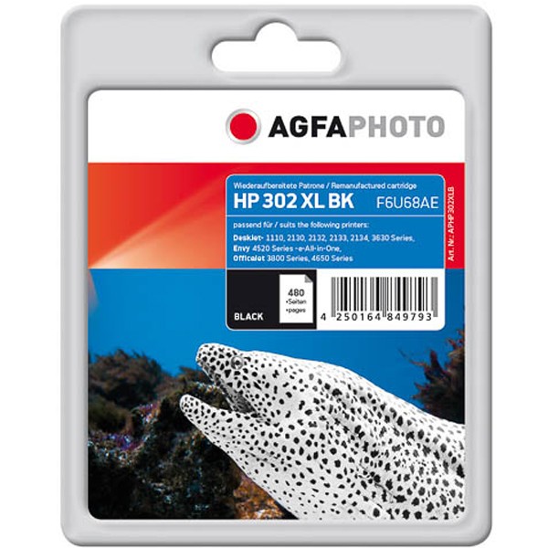 AGFAPHOTO Tintenpatrone kompatibel zu HP 302XL F6U68AE Black (15ml)