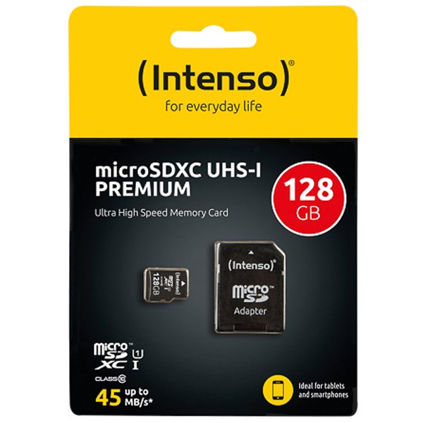 Intenso 3423491 Micro SDXC-Card UHS-I inkl. Adapter, Klasse 10 (128GB)