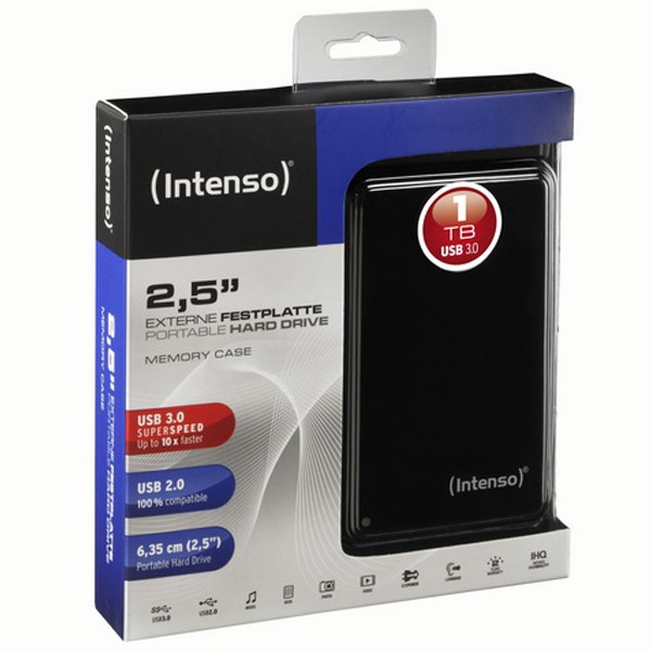 Externe Festplatte, Intenso Portable Hard Drive, 2.5 HDD Drive, 1TB, USB 3.0 black