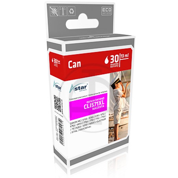 ASTAR Tintenpatrone kompatibel zu Canon CLI-571XL 0333C001 Magenta