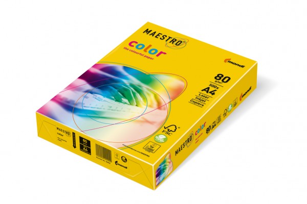 Kopierpapier Maestro-Color intensiv, DIN A4, 80g/qm, sonnengelb, 500 Blatt