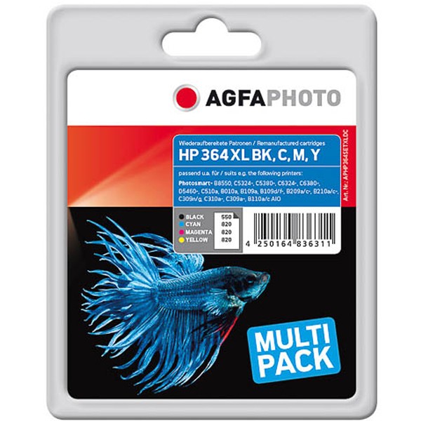 Sparpack! AGFAPHOTO Tintenpatronen Kompatibel zu HP 364XL / N9J74AE (4)
