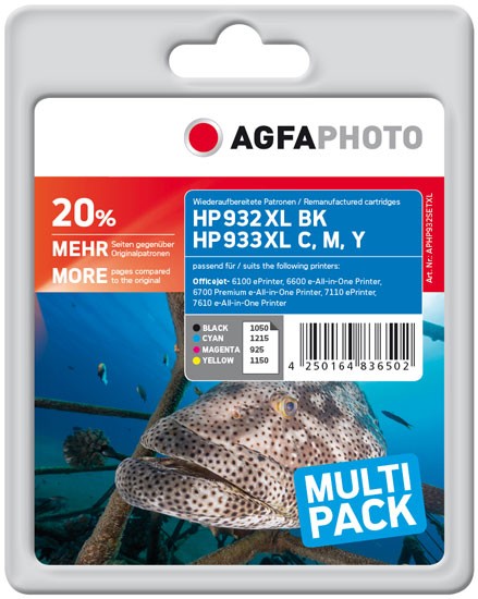 Sparpack! AGFAPHOTO Tintenpatrone kompatibel zu HP 932XL - HP 933XL (4)