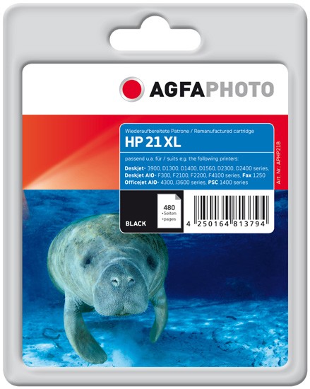 AGFAPHOTO Tintenpatrone kompatibel zu HP 21XL / C9351CE Black (15ml)