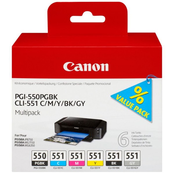 Canon PGI-550 CLI-551 6496B005 Tintenpatronen Multipack (6)