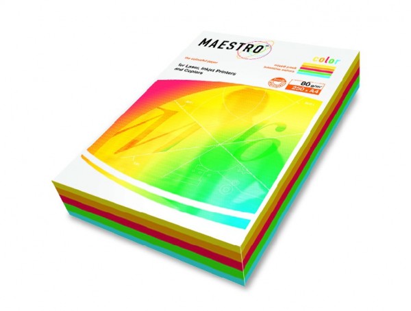 Kopierpapier Maestro-Color intensiv, DIN A4, 80g/qm, Farbmix, 250 Blatt