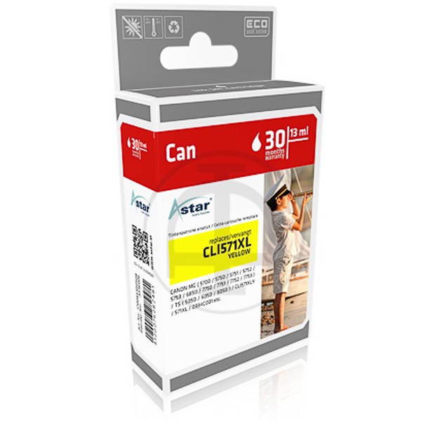 ASTAR Tintenpatrone kompatibel zu Canon CLI-571XL 0334C001 Yellow